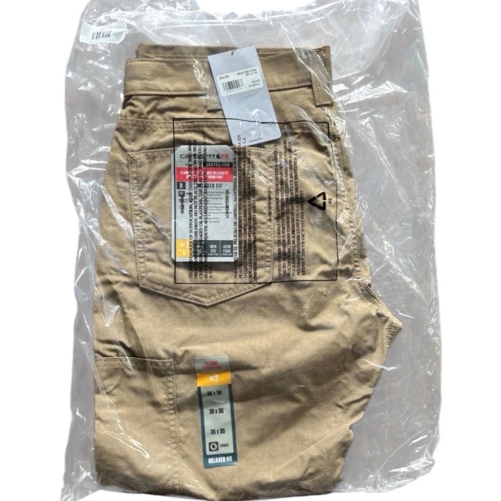 Carhartt FR Work Pants Mens 36x30 Khaki Tan Flame Resistant Force BN4785-FRM